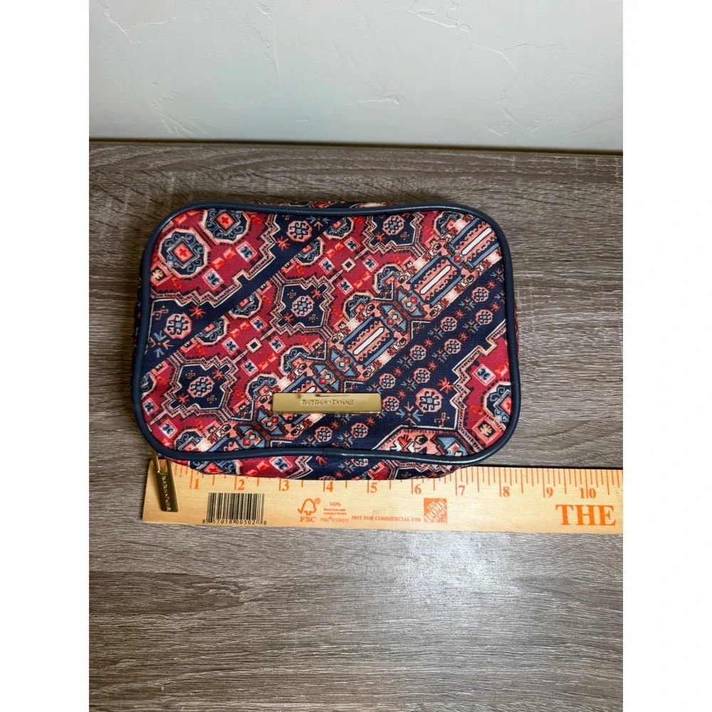 Tartan + Twine Bag Kilim Geometric Pattern Navy Red Gold Small